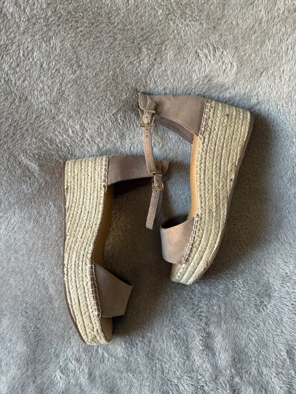Kelly & Katie Espadrille Wedge Sandals Women's Size 9M Taupe